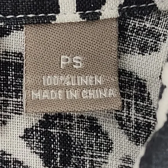 Kim Rogers Petite 100% Linen Black White Pattern Button Down Shirt Size PS - Picture 10 of 11